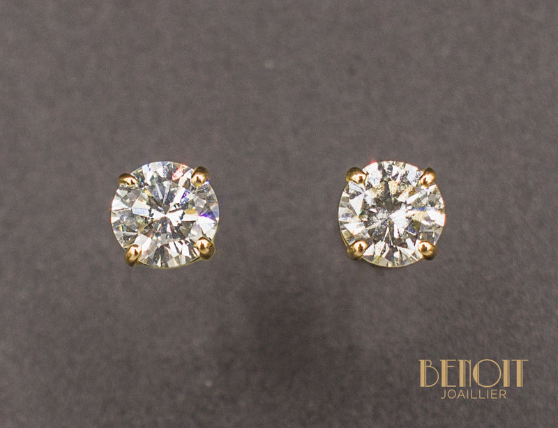 Puces d'Oreilles Diamants Or Jaune