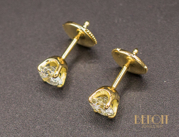 Puces d'Oreilles Diamants Or Jaune