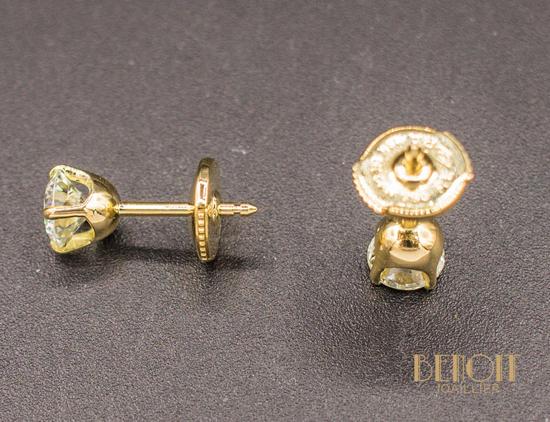 Puces d'Oreilles Diamants Or Jaune