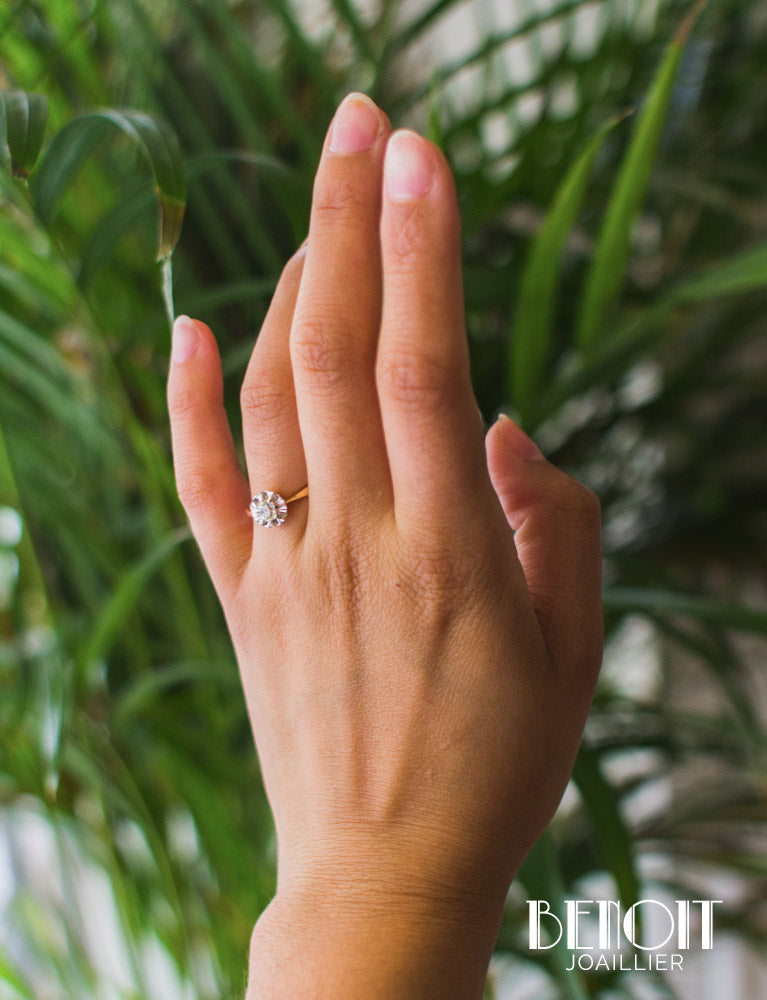 Solitaire Ancien Diamant Jaune