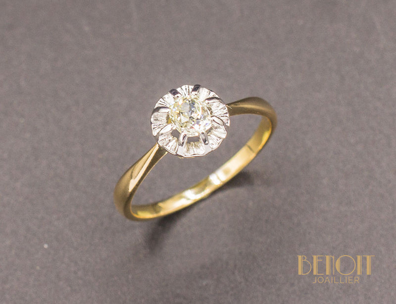 Solitaire Ancien Diamant Jaune