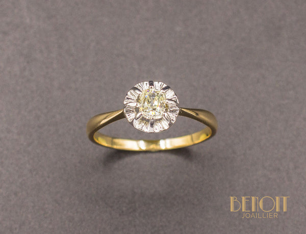 Solitaire Ancien Diamant Jaune
