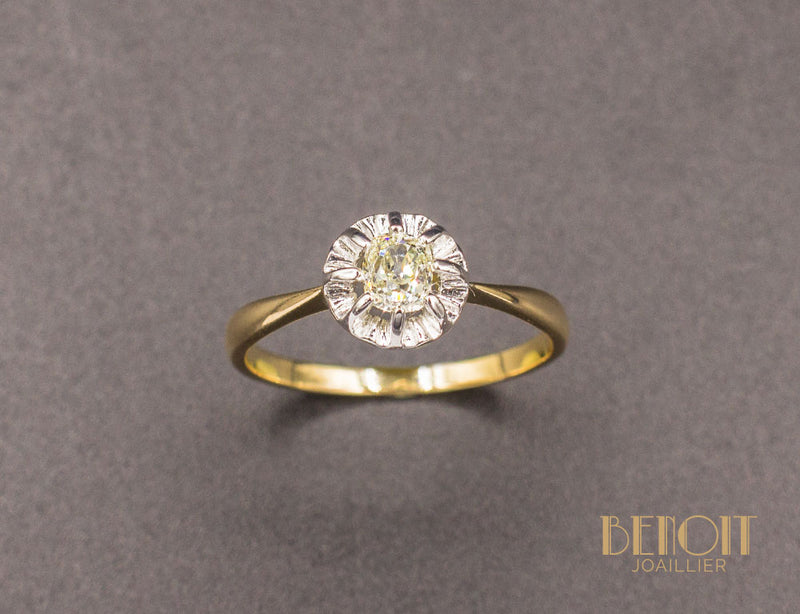 Solitaire Ancien Diamant Jaune