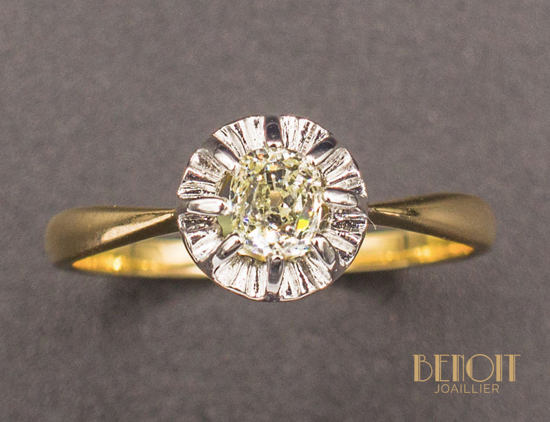 Solitaire Ancien Diamant Jaune