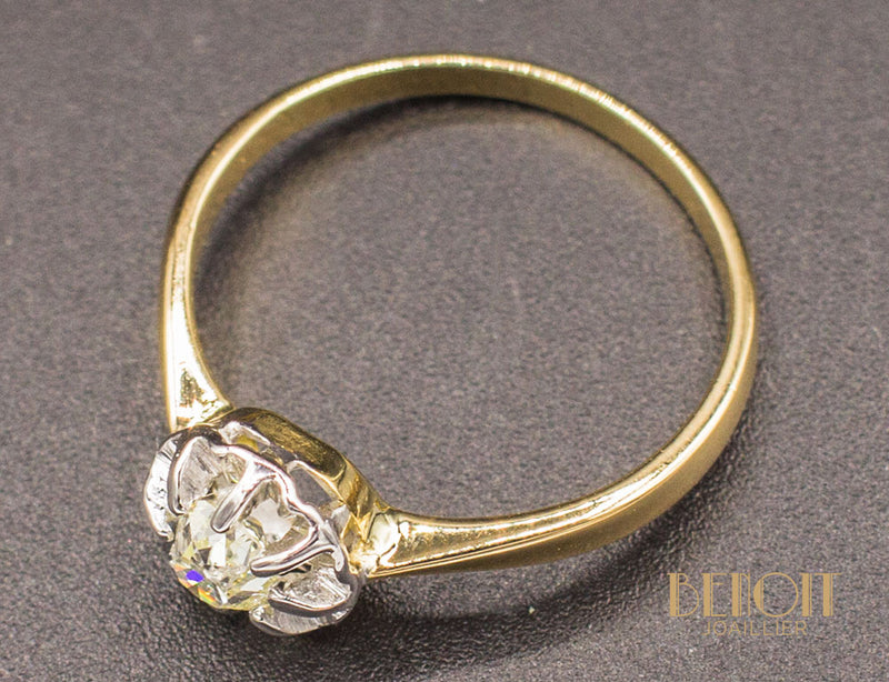 Solitaire Ancien Diamant Jaune
