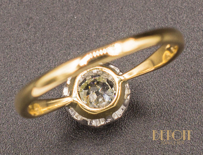 Solitaire Ancien Diamant Jaune
