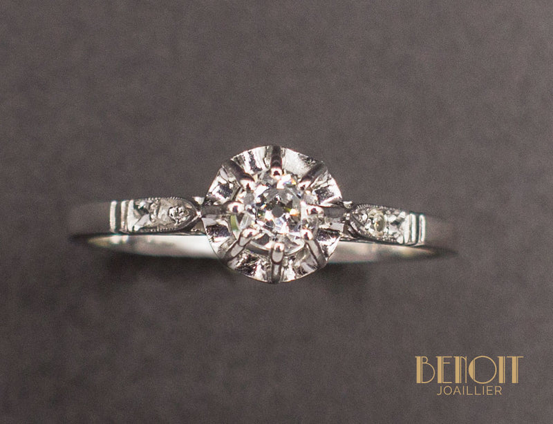 Solitaire Ancien Accompagné Diamants