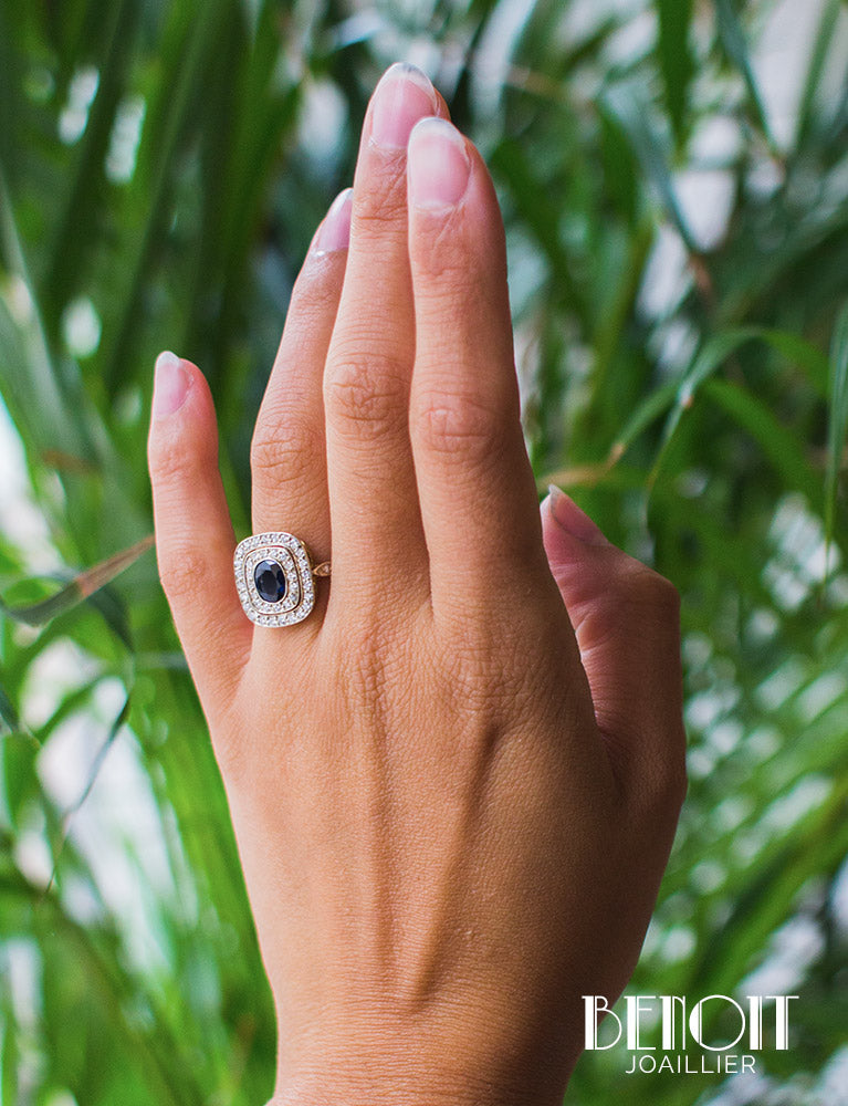 Bague Saphir Double Entourage