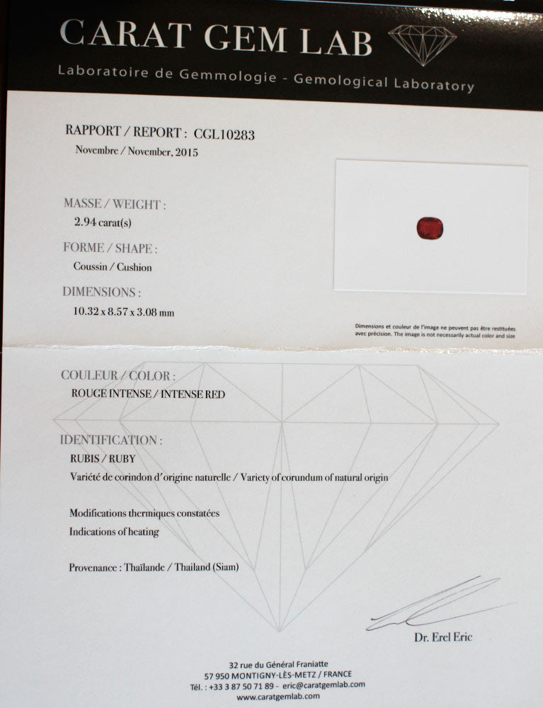 Bague Rubis Naturel Certifié et Diamants