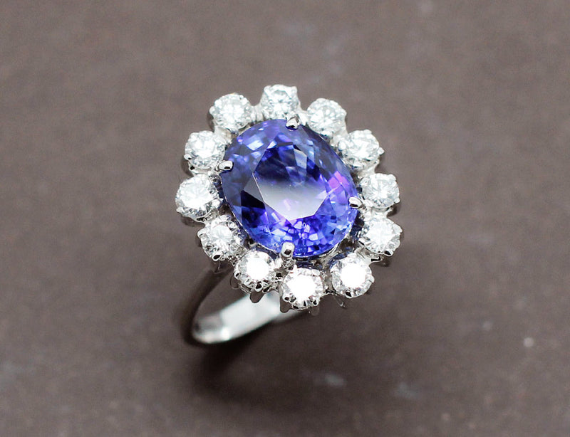 Bague Saphir Entourage Diamants