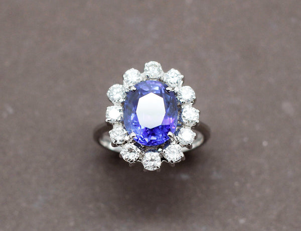 Bague Saphir Entourage Diamants
