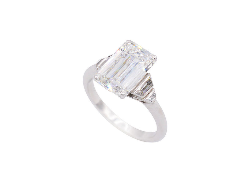 Solitaire Création Benoît Joaillier "Taille Émeraude" Diamant 4,03 carat F-VS2