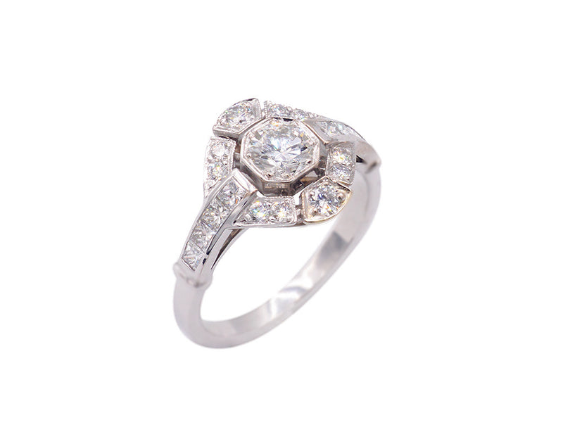 Bague Création Benoît Joaillier "Losange Art Déco" Diamant 0,42ct, H-VS1