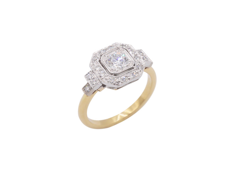 Bague Création Benoît Joaillier "Carré Pans Coupés" Diamant 0,42 carat G-SI