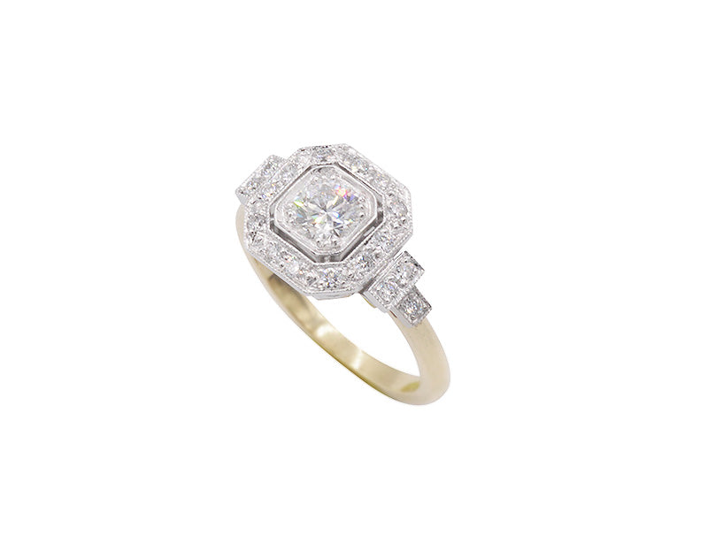 Bague Création Benoît Joaillier "Carré Pans Coupés" Diamant 0,42 carat G-SI