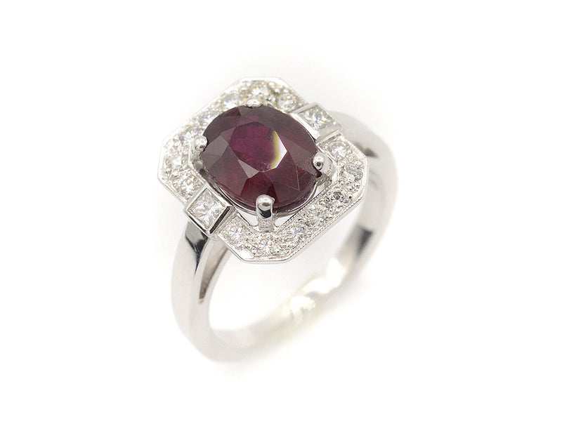 Bague Création Benoit Joaillier "Rubis rectangle Art Déco"