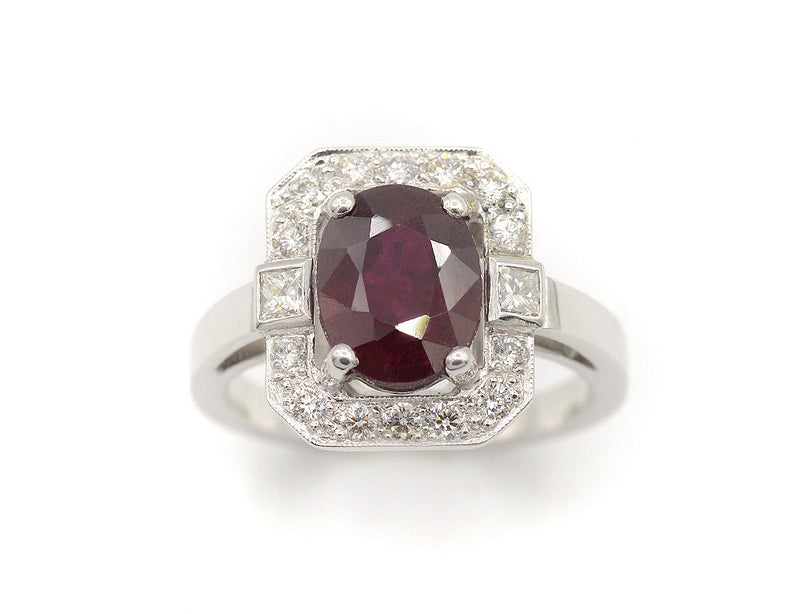 Bague Création Benoit Joaillier "Rubis rectangle Art Déco"