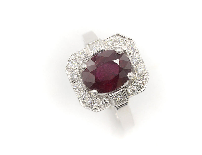 Bague Création Benoit Joaillier "Rubis rectangle Art Déco"