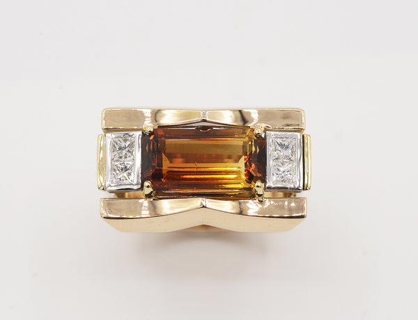 Bague Création Benoit Joaillier "Style Tank" Citrine Bicolore 3,29 cts