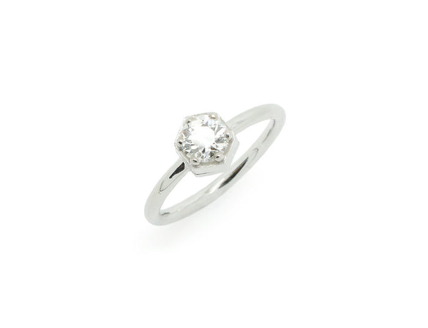 Solitaire Création Benoit Joaillier "Hexagone" Diamant 0,5ct