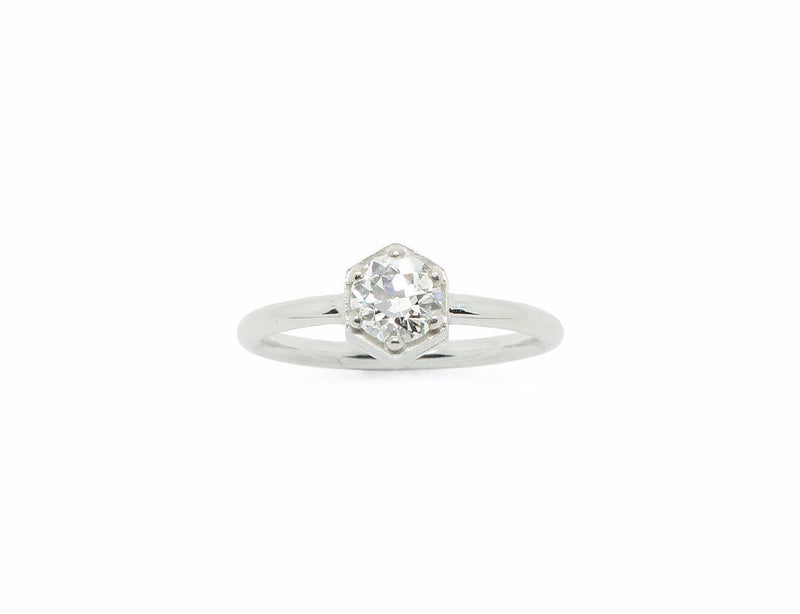Solitaire Création Benoit Joaillier "Hexagone" Diamant 0,5ct