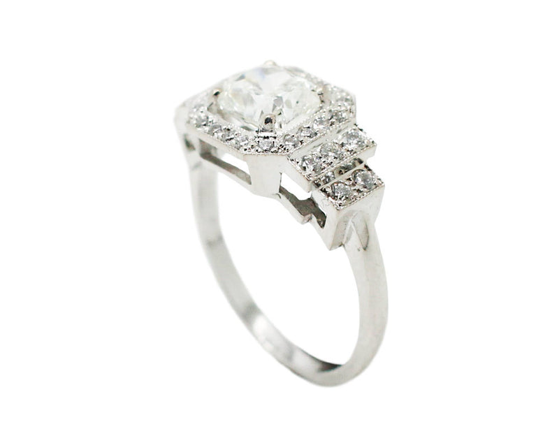 Bague Création Benoit Joaillier "Classique Art Déco" Diamant Coussin
