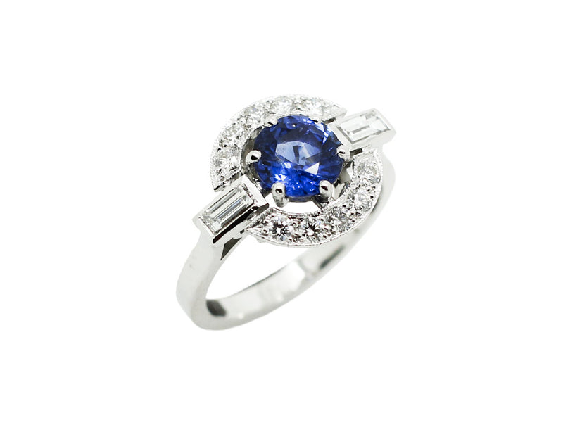 Bague Création Benoit Joaillier "Ronde Baguettes" Saphir