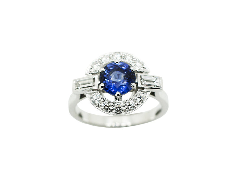 Bague Création Benoit Joaillier "Ronde Baguettes" Saphir