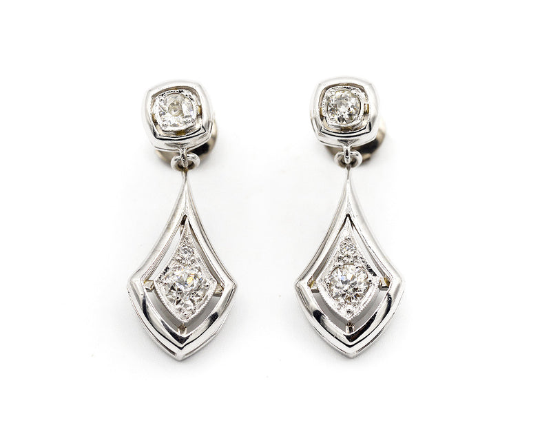 Boucles d'oreilles Création Benoit Joaillier "Gouttes Art Déco" Diamants