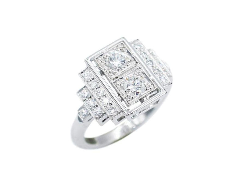 Bague Création Benoit Joaillier "Escaliers et Deux Diamants"