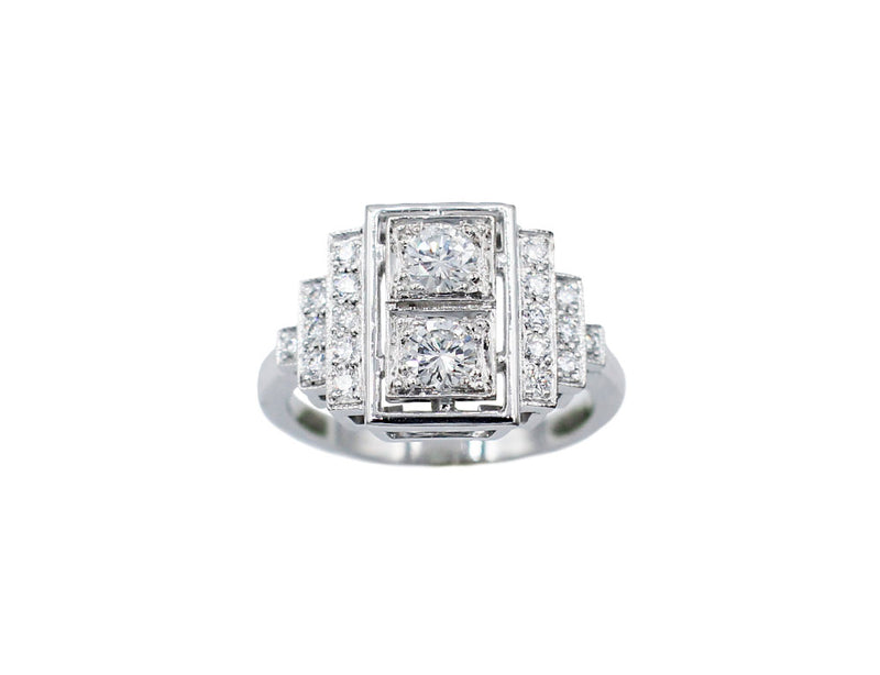 Bague Création Benoit Joaillier "Escaliers et Deux Diamants"