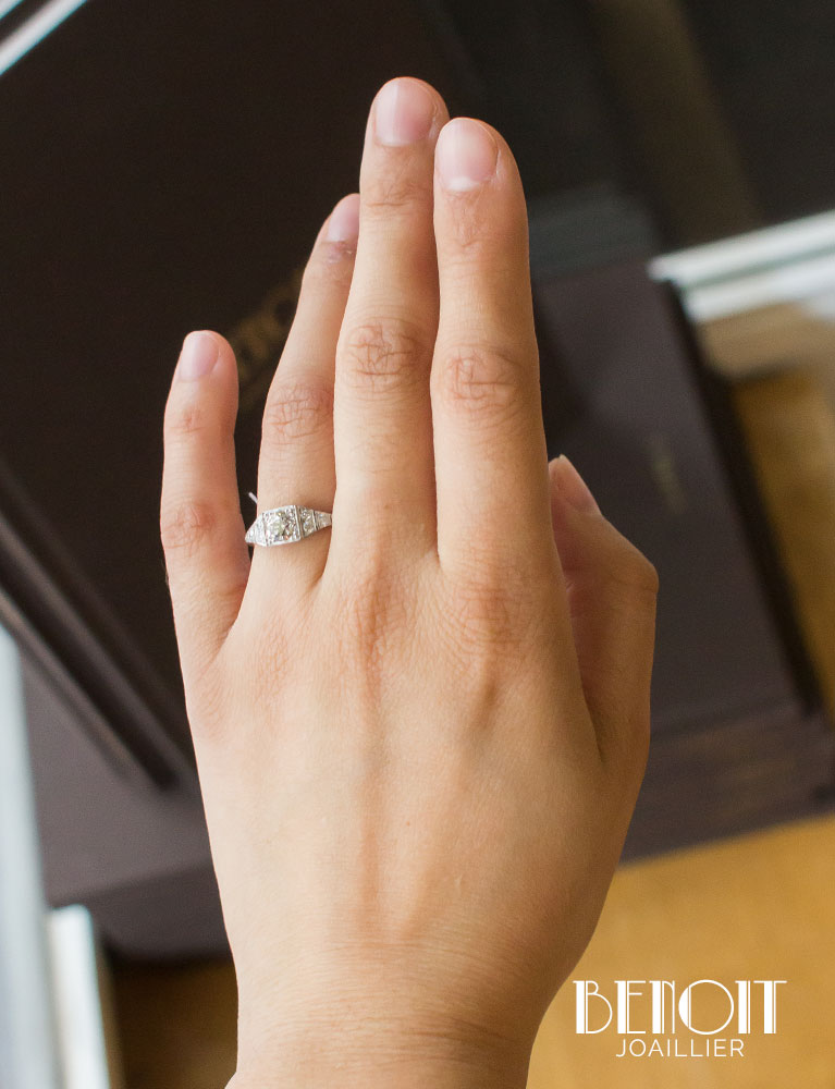 Bague Création Benoit Joaillier "Petite Chevalière Art Déco"
