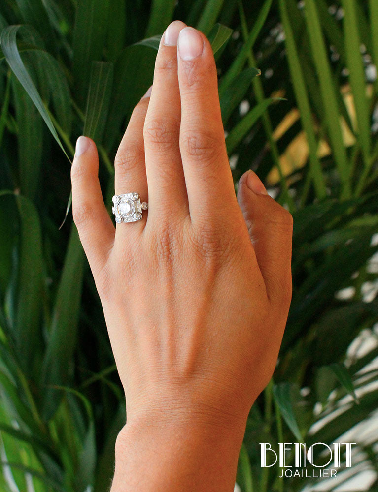 Bague Création Benoit Joaillier "Carré Art Déco" Diamant 1,06ct F-VVS1