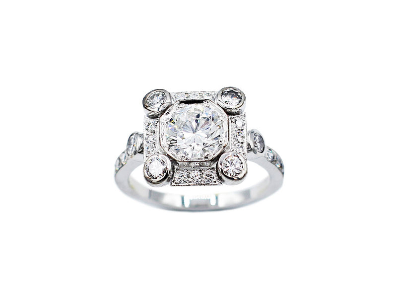 Bague Création Benoit Joaillier "Carré Art Déco" Diamant 1,06ct F-VVS1