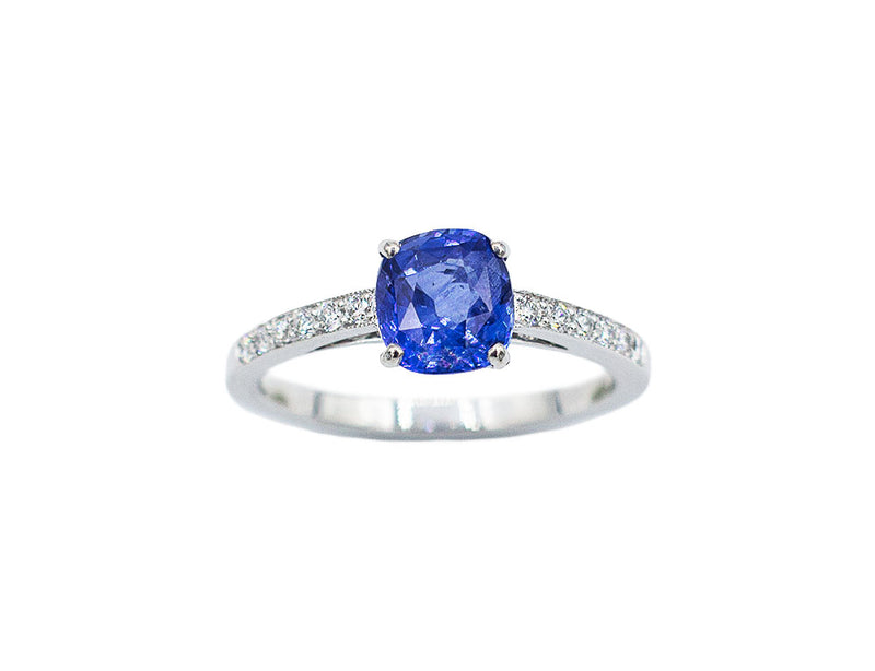 Bague Création Benoit Joaillier "Solitaire Coussin" Saphir Ceylan