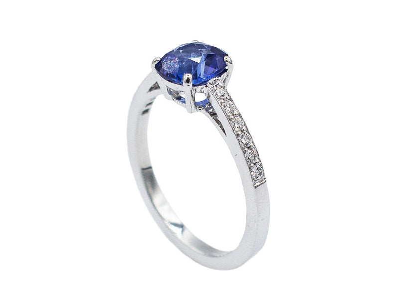 Bague Création Benoit Joaillier "Solitaire Coussin" Saphir Ceylan