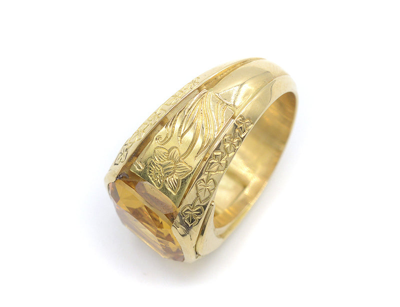 Chevalière Création Benoit Joaillier "Chevalière gravée" Citrine 3,99ct