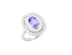 Bague Création Benoît Joaillier "Double Entourage" Tanzanite