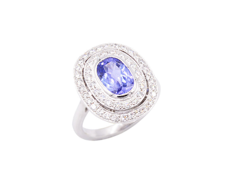 Bague Création Benoît Joaillier "Double Entourage" Tanzanite