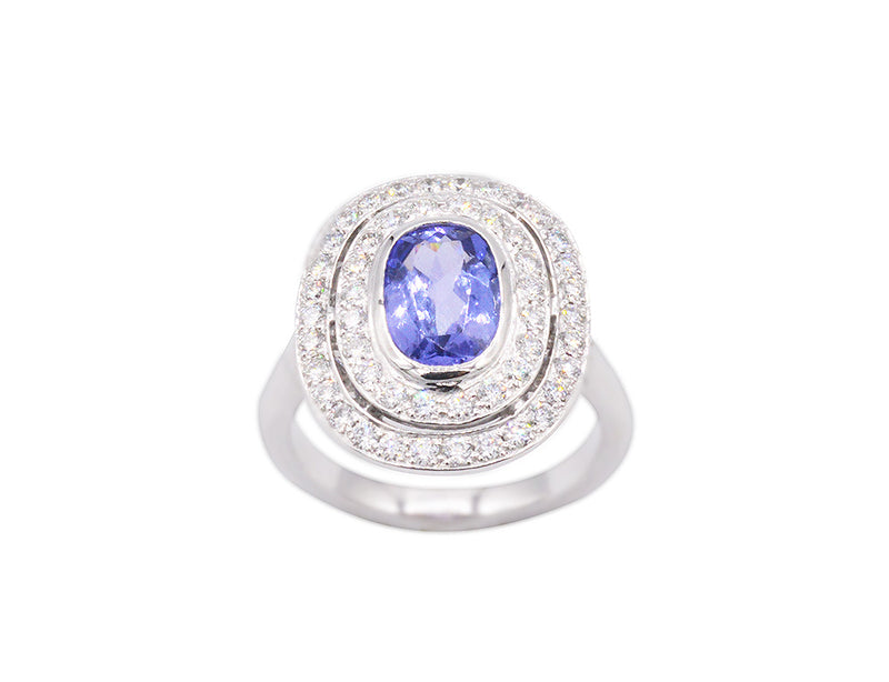 Bague Création Benoît Joaillier "Double Entourage" Tanzanite