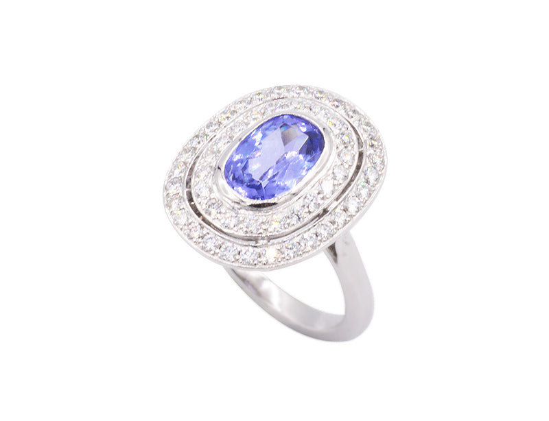 Bague Création Benoît Joaillier "Double Entourage" Tanzanite
