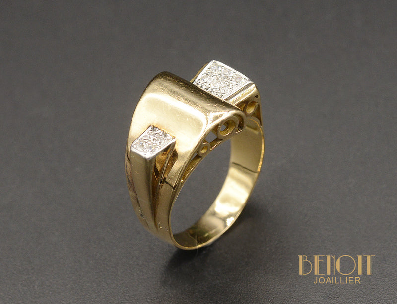 Bague Tank Pavage Diamants