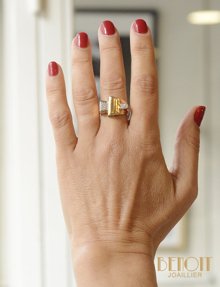 Bague Tank Pavage Diamants