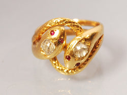 Bague 1900 serpent or jaune et diamant