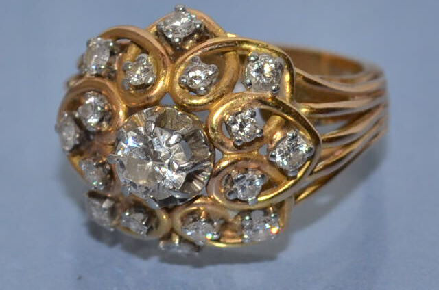 Bague 1950 diamants et or jaune