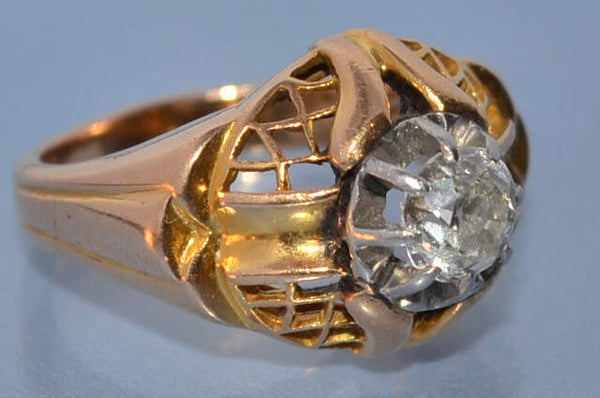 Bague 1950 en or platine et diamant 0,8 carat