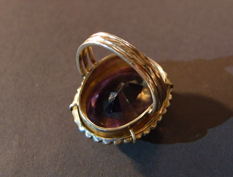 Bague 19ème Amethyste et perles fines