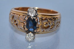 Bague 19ème or saphir et diamants