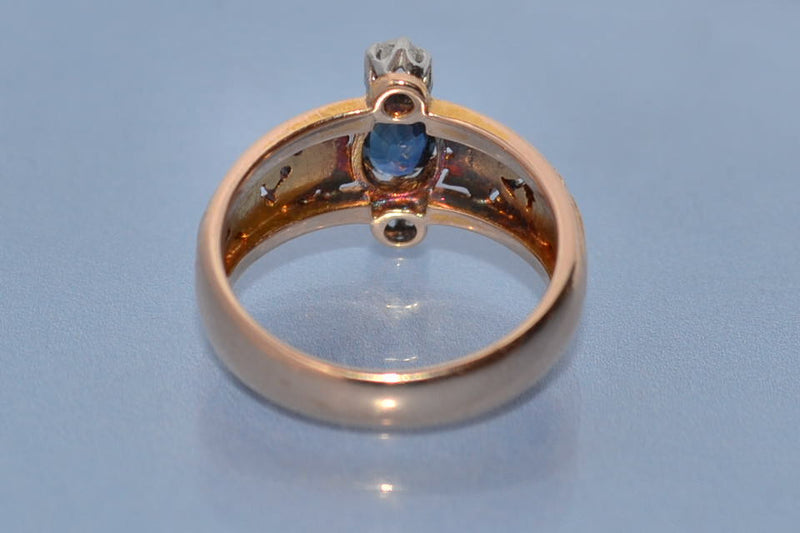 Bague 19ème or saphir et diamants