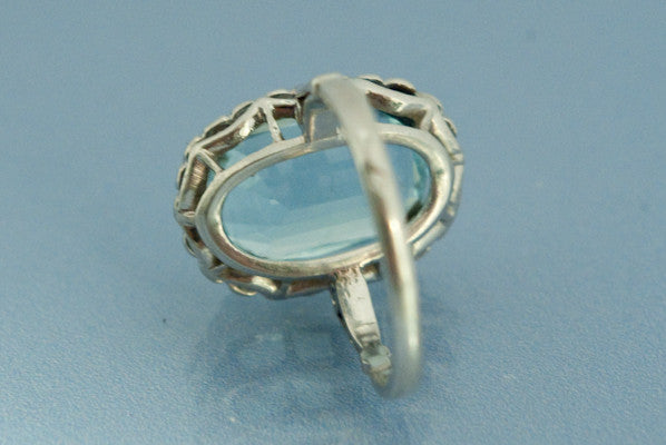Bague Aigue Marine Platine